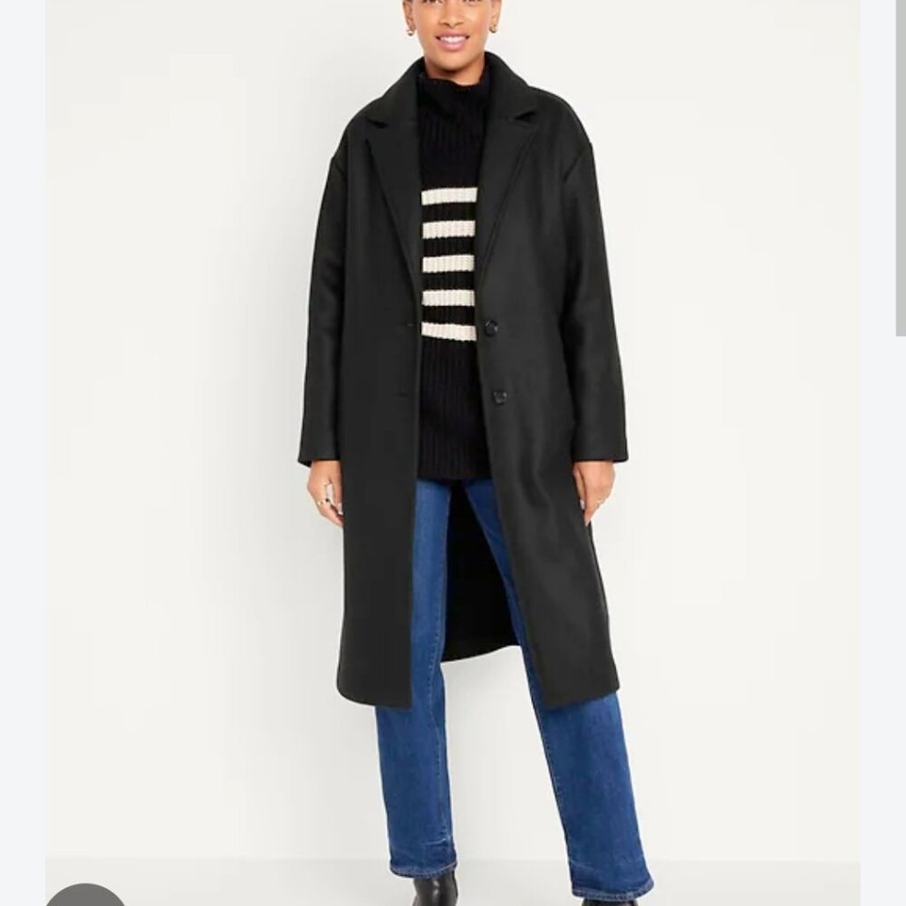 Old Navy Soft Brushed Long Overcoat, Women's S, Black